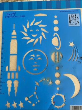 Simply Stencils by Plaid Galactic Adventure Stencil - Blue Sun, Moon & Rocket